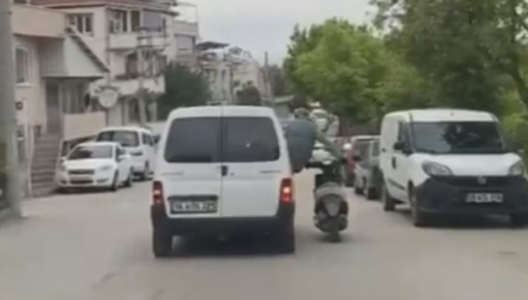 Bursa’da motosikletli tehlikeli yolculuk