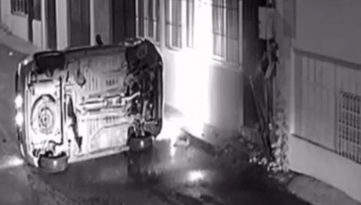 Bursa’da kontrolden çıkan otomobil doğalgaz borusuna çarptı